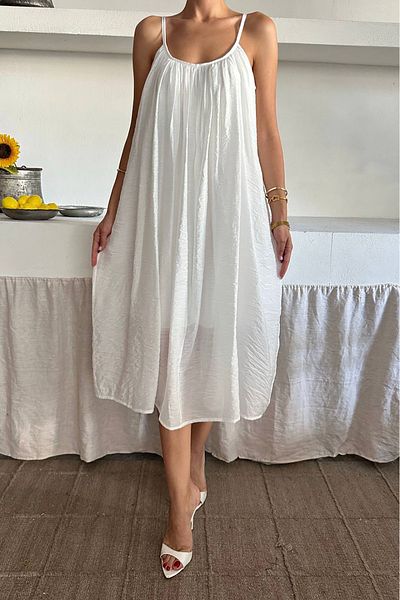 Neşeli Butik γυναικείο καλοκαιρινό φόρεμα με λουράκι από ύφασμα τούλι NBG097