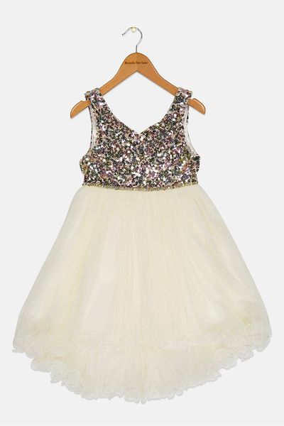 American Princess Kids Girl Textured Dress, Multicolor