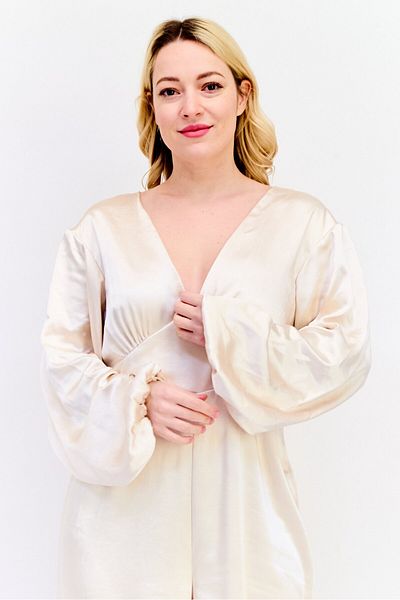 Archive Design Studio Women Long Sleeve Plain Jumpsuit, Beige