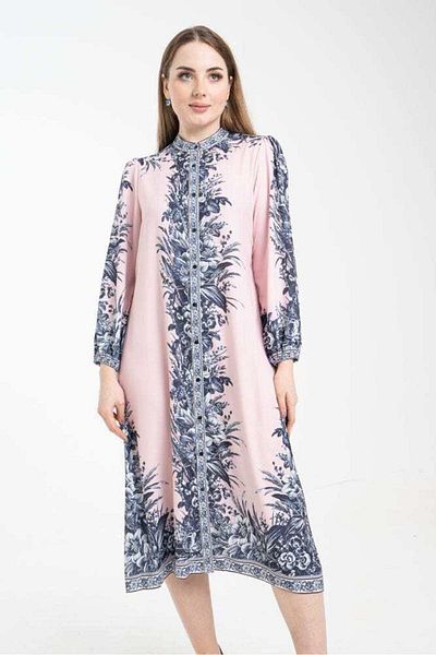 Nichii Long Sleeve Midi Dress with Front Buttons