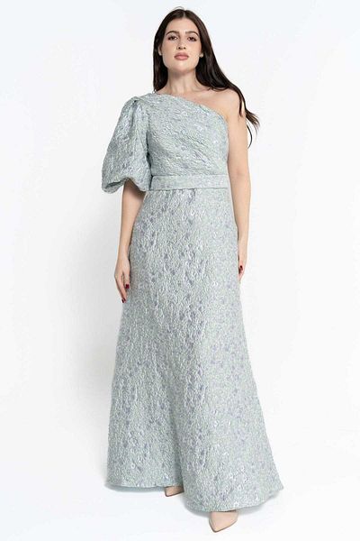 Nichii One-Shoulder Puff Sleeve Maxi Dress