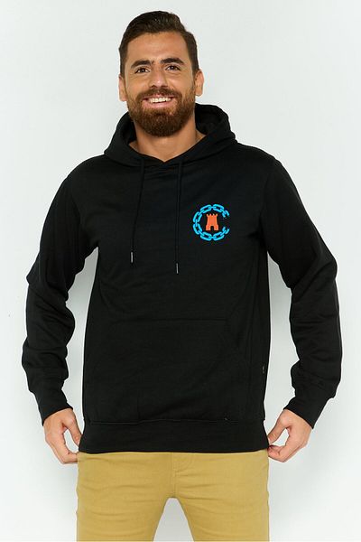 CROOKS CASTLES Men Hooded Graphic Print Long Sleeves Sweatshirt, Black