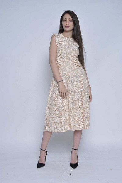 Nichii Lace-Embellished Midi Dress