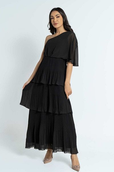 Nichii Women's Pleated Maxi Dress with Butterfly Sleeves