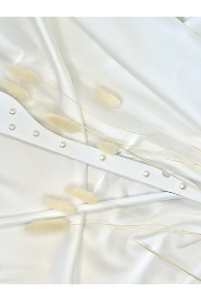 ATOLYE498 İNCİLİ BEYAZ AHŞAP KIYAFET ASKISI - GELİNLİK ASKISI/BRİDE ASKI