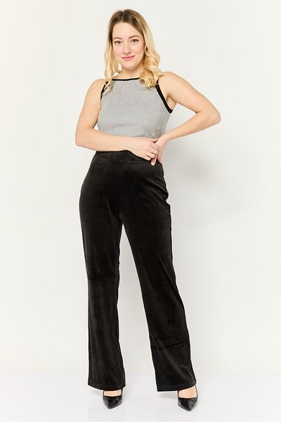 Chloe + Jasmine Women Regular Fit Solid Straight Leg Pant, Slate Black