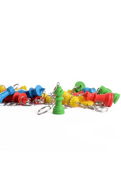 DSECHESS Chess Pieces 6 Pieces Green Color Castle, Horse, Elephant Keychain