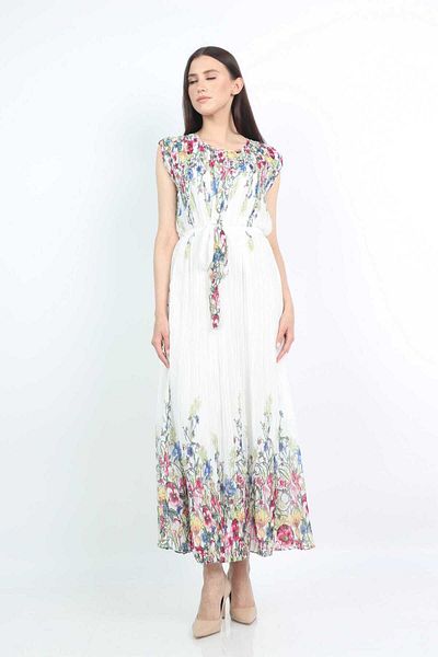 Nichii Floral Maxi Dress with Waistline - Sleeveless