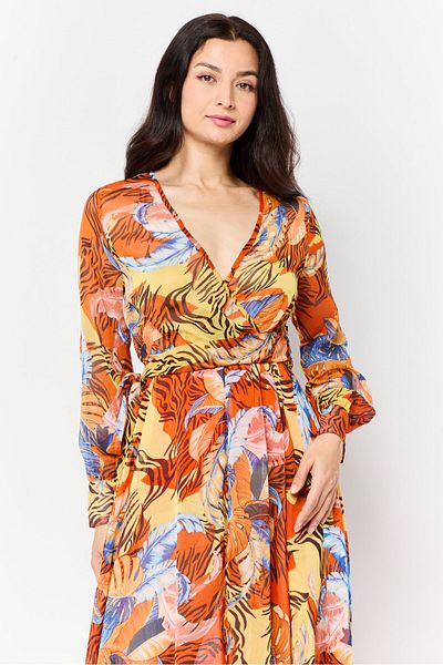 Spy Zone Exchange Women Graphic Print Belted Maxi Dress, Multicolor