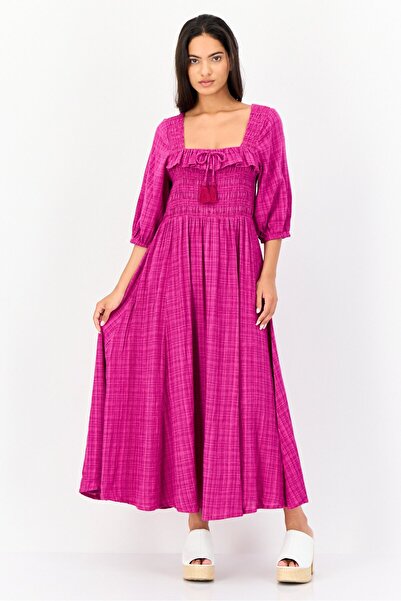 Another Sunday Women Textured A-Line Dress, Magenta