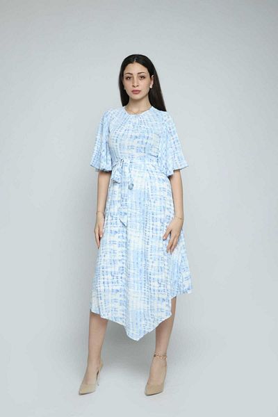 Nichii Short Sleeve Open-Arm Midi Polyester Dress