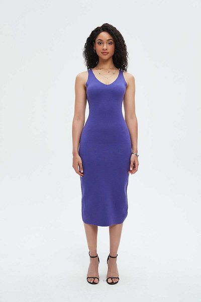 Nichii Women's Midi Dress with Round Neck