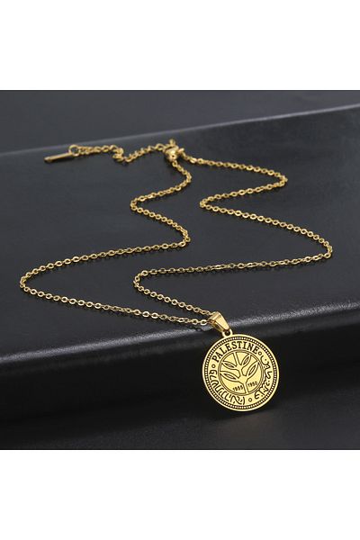 Viking Palestinian Coin Medallion Tarnish-Free & Rustproof 316L Steel Necklace