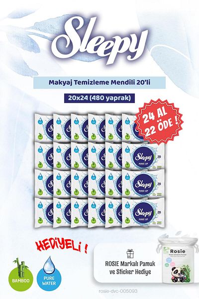 Sleepy Buy 24 Pay 22 Pack of 20 Makeup Remover Wipes and Rosie Baby Cotton