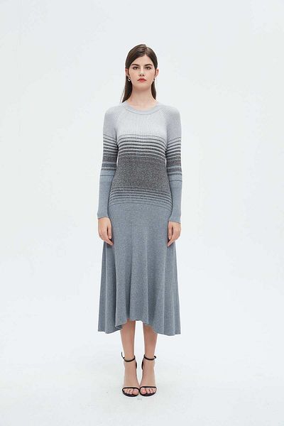 Nichii Women's Midi Dress with Long Sleeves in Gradient Colors