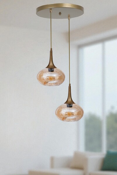 Lumexx ZARA 2 Lİ TEPSİLİ ESKİTME BAL CAMLI SARKIT