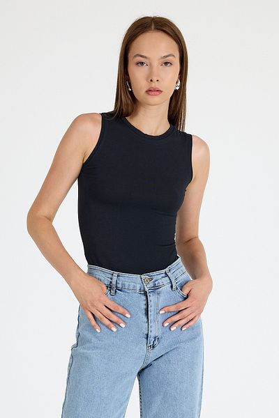 Rays Black Crew Neck Sleeveless Slim Fit Undershirt 1663