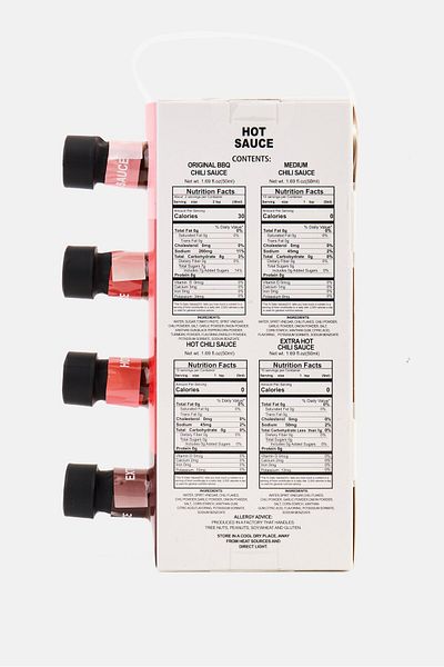 GG Gourmet 4 Pack Bottle Hot Sauce Set, Red