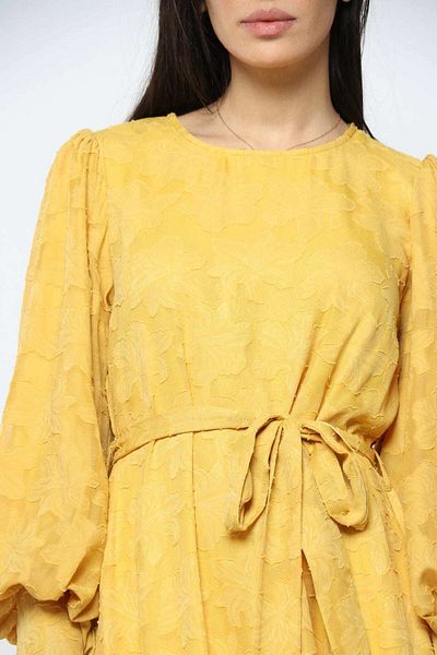 Nichii Long Sleeve Dress with Round Neck and Waist Belt