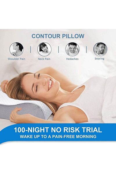 Saharaz Contour Pillow Cervical Memory Foam Pillow Bed for Side Back Stomach Sleepers Shoulder Pain Relief