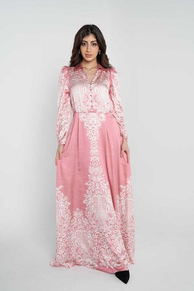 Nichii Women's Long Printed Dress with Long Sleeves