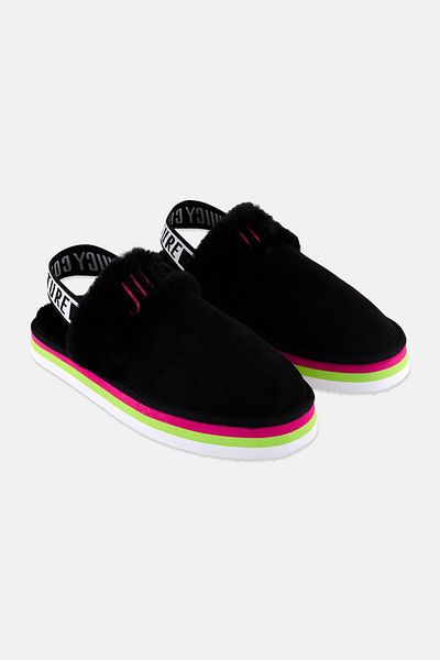 Juicy Couture Women Medium Onetta Faux Fur Sling Back Clogs, Black