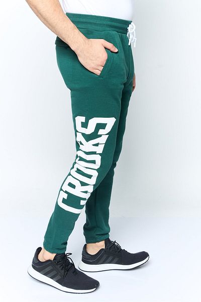 CROOKS CASTLES Men Regular Fit Brand Logo Sweatpants, Green