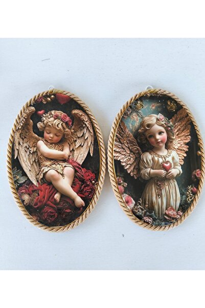 ZeyMin Art Melek temalı 2 li duvar süsü