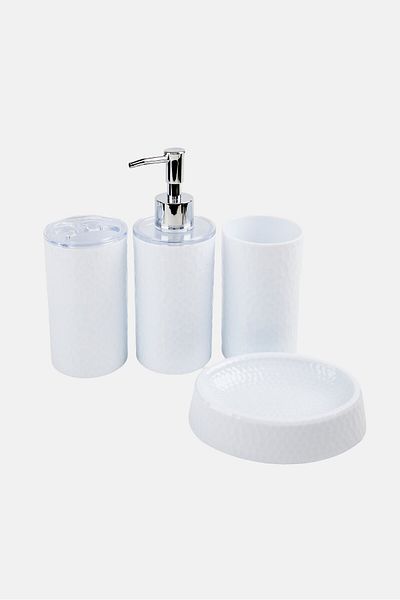 Bath Bliss 4 Pieces Hammered Texture Bath Accessory Set, Assorted
