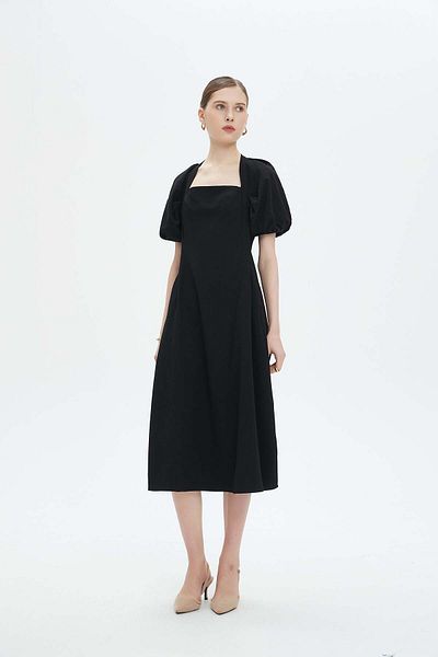 Nichii Women's Short Sleeve Midi Dress with Waist Tie