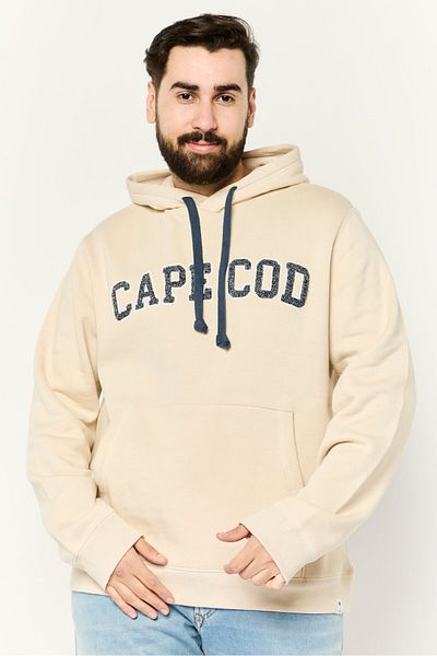 Desert Dunes Men Hooded Embroidered Long Sleeves Sweatshirt, Beige