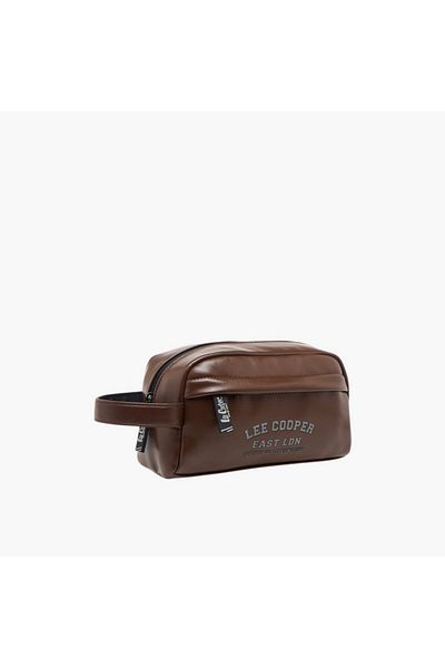 Lee Cooper Logo Print Pouch with Wrist Loop and Zip Closure