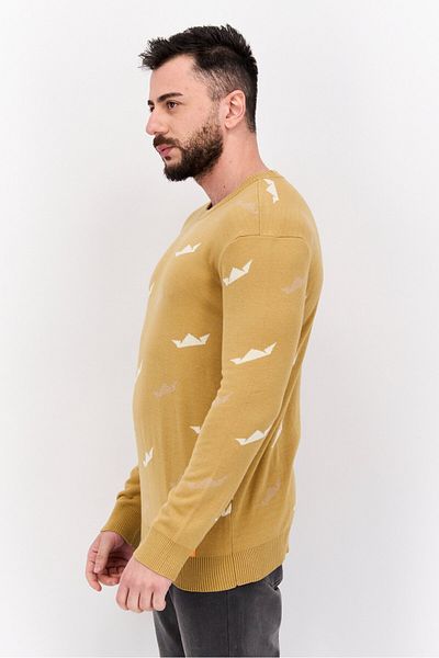 DRT Men Crew Neck Printed Long Sleeves Sweatshirt, Tan