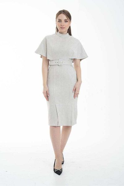 Nichii Midi Dress with Front Slit and Belt