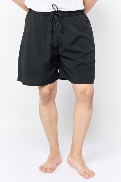 Motion Pro شورت سباحة رجالي بشعار العلامة التجارية، أسود