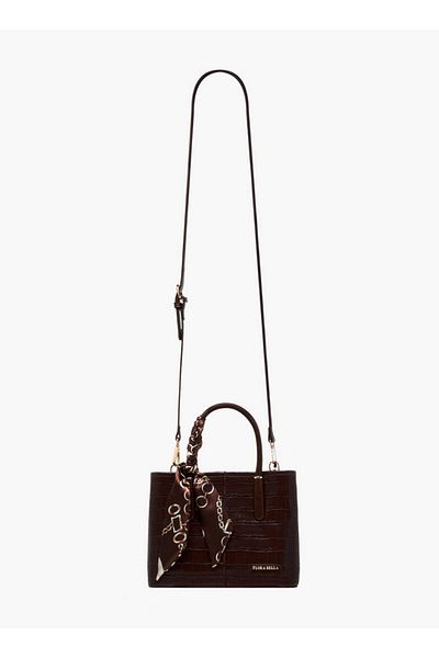 Flora Bella by Shoexpress Flora Bella Scarf Accent Tote Bag with Detachable Strap and Button Closure