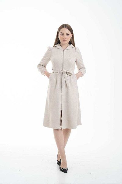 Nichii Women's Midi Dress with Front Zipper and Attached Hoodie