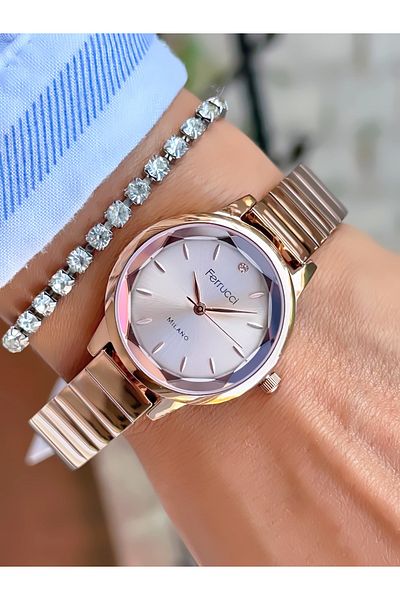 Ferrucci Steel Cord Women's Wristwatch 3 Atm Waterproof with 2 Years Warranty Mechanism