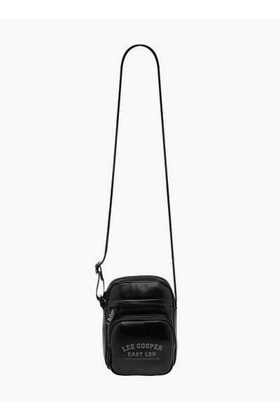 Lee Cooper Logo Print Crossbody Bag with Adjustable Strap and Zip Closure