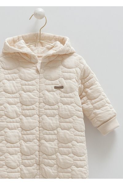 Caramell Quilted Baby Romper – Hooded Jumpsuit (1-12 Months)
