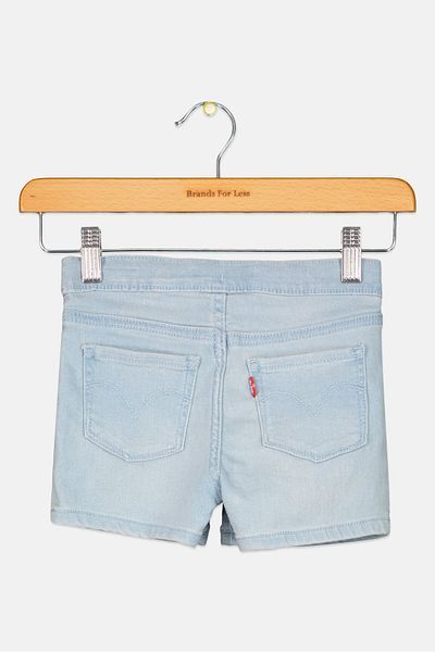 Levi's شورت أساسي سادة للبنات الصغار، أزرق