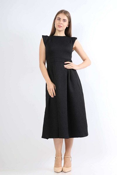 Nichii Sleeveless Midi Dress with Round Neckline