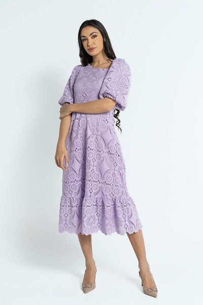 Nichii Embroidered Short Sleeve Midi Dress