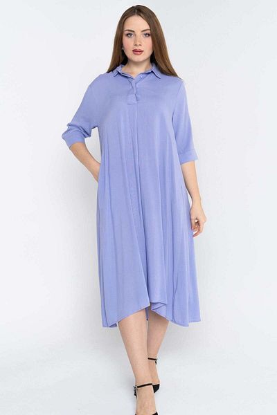 Nichii Solid Midi Dress with Front Buttons and Short Sleeves