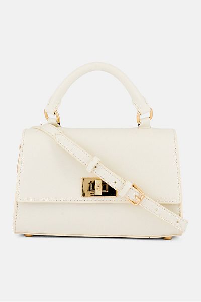 Anne Klein Women Brand Logo Mini Flap Satchel Bag, Off White