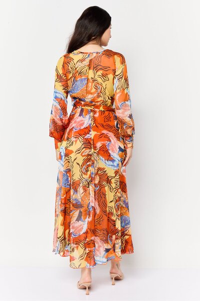 Spy Zone Exchange Women Graphic Print Belted Maxi Dress, Multicolor