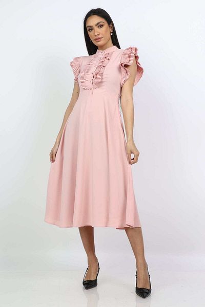 Nichii Fitted Midi Dress with Short Sleeves