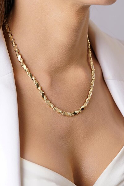 Fiyonk Kuyumculuk 14 Ayar Altın Işıltılı Burma Kolye