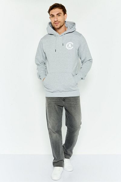 CROOKS CASTLES Men Hooded Long Sleeves Brand Logo Sweatshirt, Light Grey