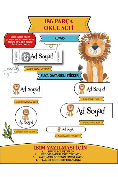 murat etiket School Label Pen Label Clothing Label Lion